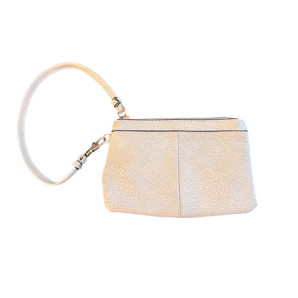 Wilsons Leather Taupe Zip Up Wristlet